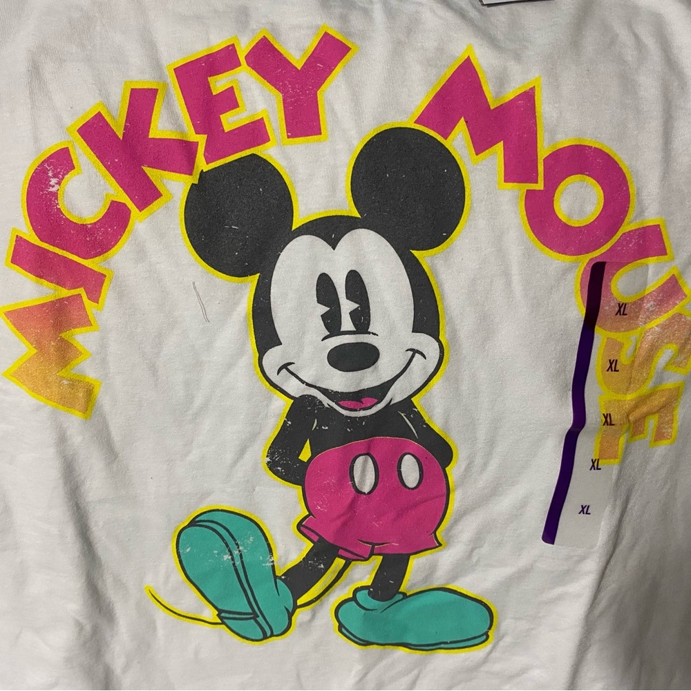 Disney Mickey Mouse Tee - White, Yellow, Pink, Teal